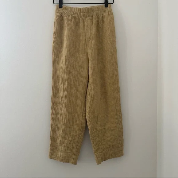 Madewell Cotton Pull-On Crop Gauze Lounge Pants Tan XS - Picture 5 of 10
